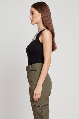 Body NABILA con scollo geometrico di perline in cotone - immagine 3