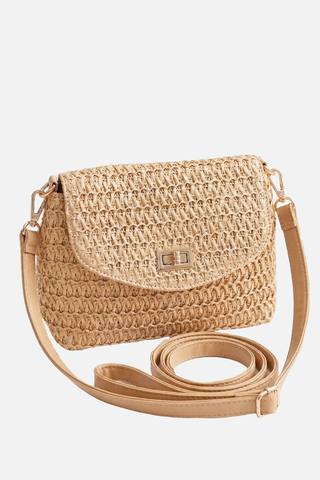 Borsa ATENA a tracolla con patta in paglia