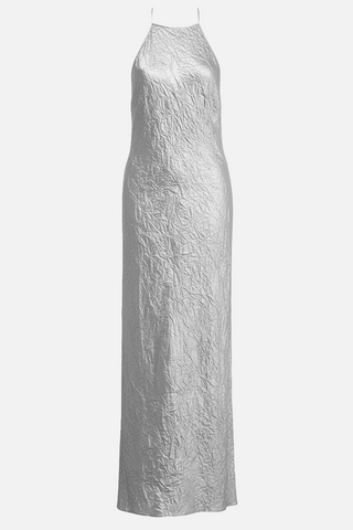 Abito lungo ISABEAU scollo americana effetto metallico