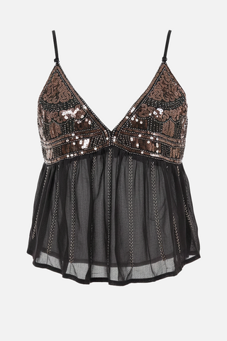 Top ANAIS con ricami e paillettes