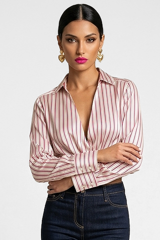 Camicia donna Relish  ABLA manica lunga in tessuto satinato con fusciacca