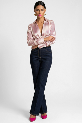 Camicia donna Relish  ABLA manica lunga in tessuto satinato con fusciacca - immagine 6
