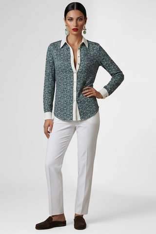 Camicia FIORENZA m/l stampa geometrica - immagine 6
