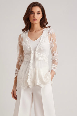Camicia HARPER in pizzo m/l con ricami floreali - immagine 2