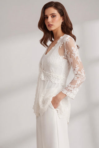 Camicia HARPER in pizzo m/l con ricami floreali - immagine 3
