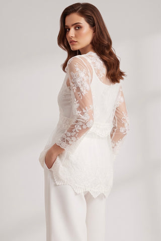 Camicia HARPER in pizzo m/l con ricami floreali - immagine 4