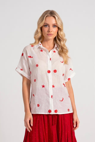 Camicia donna LAURENCE con ricami in viscosa - immagine 2