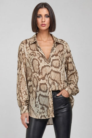 Camicia donna LUXY fluida stampa pitonata con lurex brillante