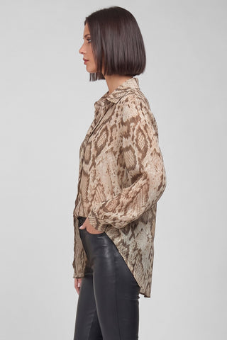 Camicia donna LUXY fluida stampa pitonata con lurex brillante