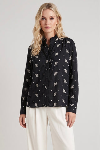 Camicia MEGREZ con ricami floreali in cotone - immagine 3
