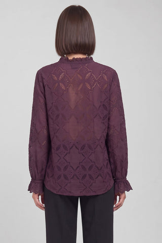 Camicia donna MORENA in pizzo guipure con colletto e volant