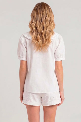 Camicia OLIVIA con colletto a bavero e rouche in cotone - immagine 4