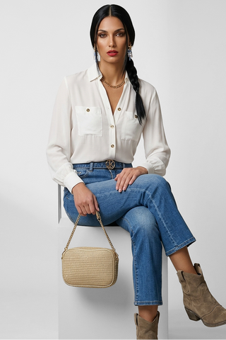 Camicia donna Relish SUGILLITE con catena al collo e con bottoni dorati sh - immagine 7