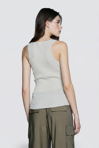Canotta donna Relish PONTEVEDRA in maglia viscosa lurex scollo tondo e bottoncini - immagine 4