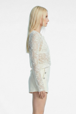 Semi-sheer LULU cardigan with floral pattern