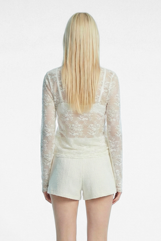 Semi-sheer LULU cardigan with floral pattern