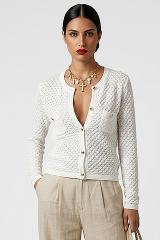 Cardigan donna Relish DALLAS in viscosa manica lunga traforato nido d'ape