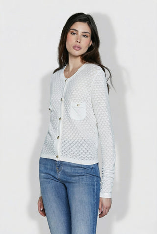 Cardigan donna Relish DALLAS in viscosa manica lunga traforato nido d'ape - immagine 2