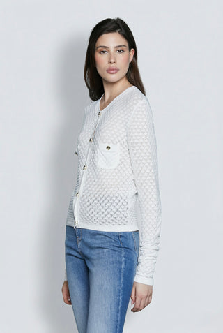 Cardigan donna Relish DALLAS in viscosa manica lunga traforato nido d'ape - immagine 3