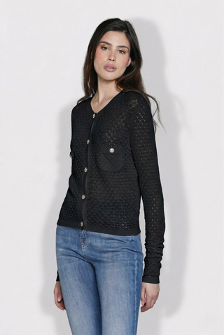 Cardigan donna Relish DALLAS in viscosa manica lunga traforato nido d'ape - immagine 7