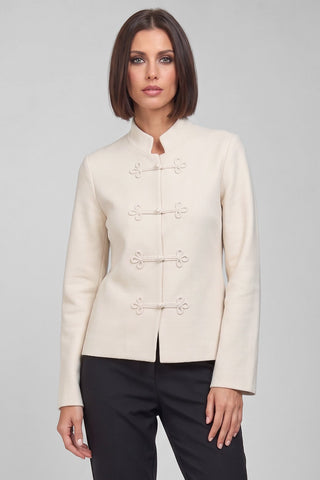 Cardigan/giacca donna PERIN con collo alla coreana e bottoni nodo