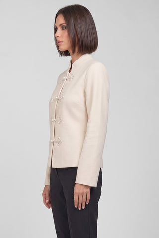 Cardigan/giacca donna PERIN con collo alla coreana e bottoni nodo