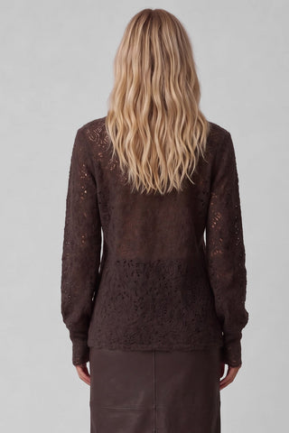 Cardigan/camicia donna SEIRA effetto pizzo floreale