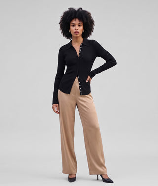 Cardigan donna DONNY maglia a coste misto viscosa