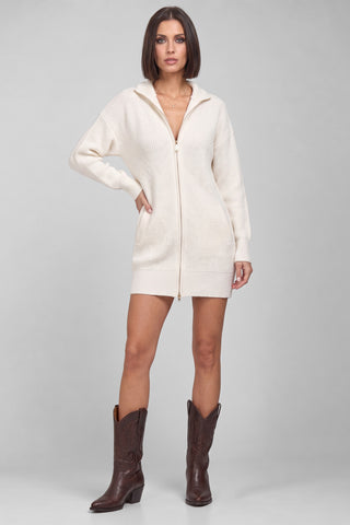 Cardigan/abito TIMIA  in maglia con cappuccio e zip