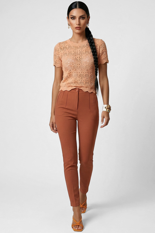 CORINNET short-sleeved crochet top