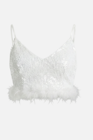 Crop Top bralette CHALEY full paillettes con piume