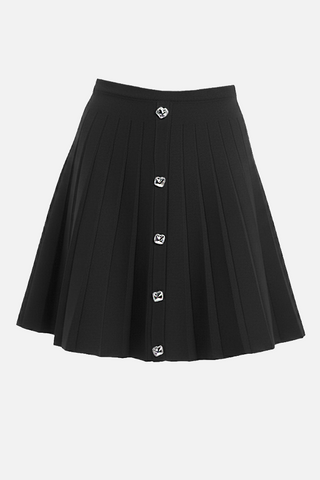 Gonna CHERYN con pieghe e bottoni argento