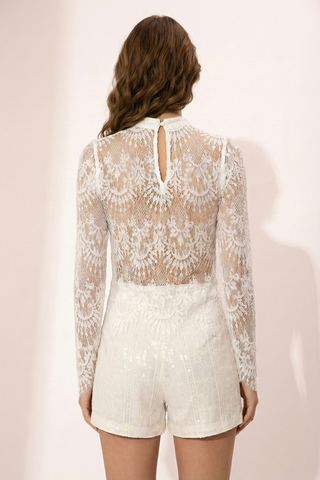 Blusa FLEUR m/l in pizzo floreale