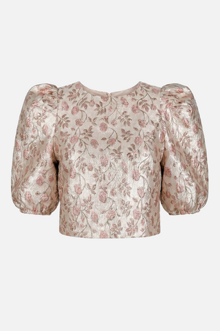 Blusa MARION maniche a sbuffo e ricami floreali