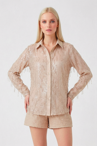 DOMINIQUE L/S shirt with sequin threads