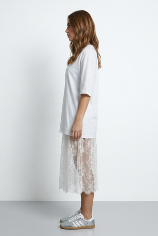 Coordinato donna in cotone ABSTRAIT t-shirt e gonna in pizzo - immagine 2