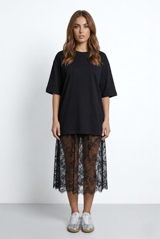 Coordinato donna in cotone ABSTRAIT t-shirt e gonna in pizzo - immagine 5
