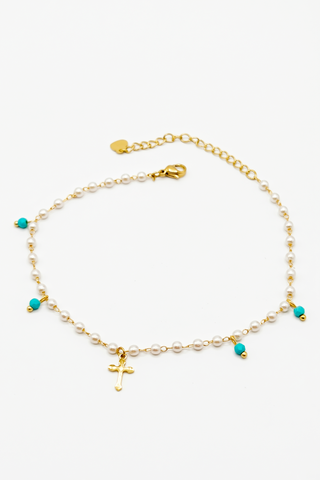 NOAH stainless steel anklet with beads and charms