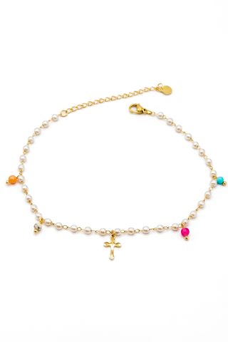NOAH stainless steel anklet with beads and charms