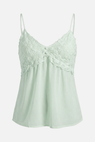 Top ZOE con inserto in pizzo e roselline