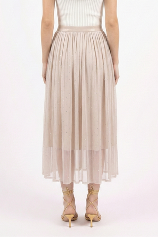 Gonna midi AGNES in tulle e micro strass