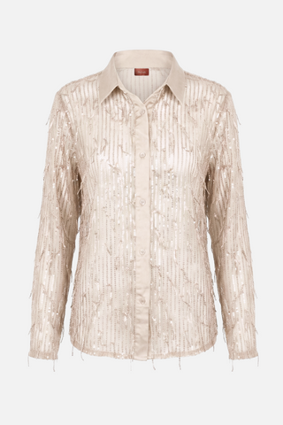 Camicia DOMINIQUE m/l con fili di paillettes