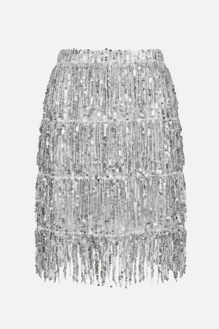 Gonna corta DIONE con frange di paillettes