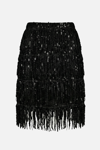 Gonna corta DIONE con frange di paillettes