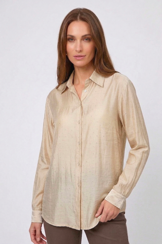 BELLETRIX semi-sheer shirt with silver micro rhinestones