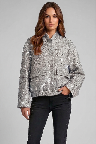 Giubbino WIDOWI Oversize  con paillettes ed elastico sul fondo
