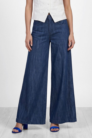 Pantaloni donna Relish svasati LINDA_22 in denim a gamba larga