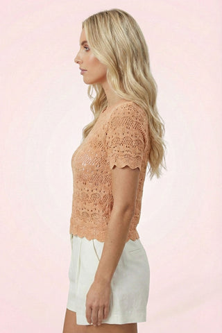 CORINNET short-sleeved crochet top