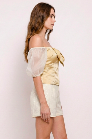MILA top with tulle puff sleeves