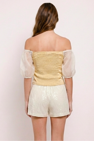 MILA top with tulle puff sleeves